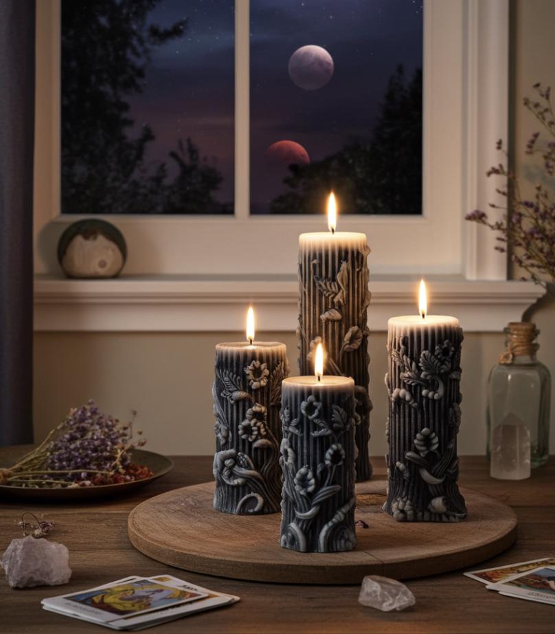 Dark In Rome Candles, 3D Crown Frosted Moldings, 3 pc set!