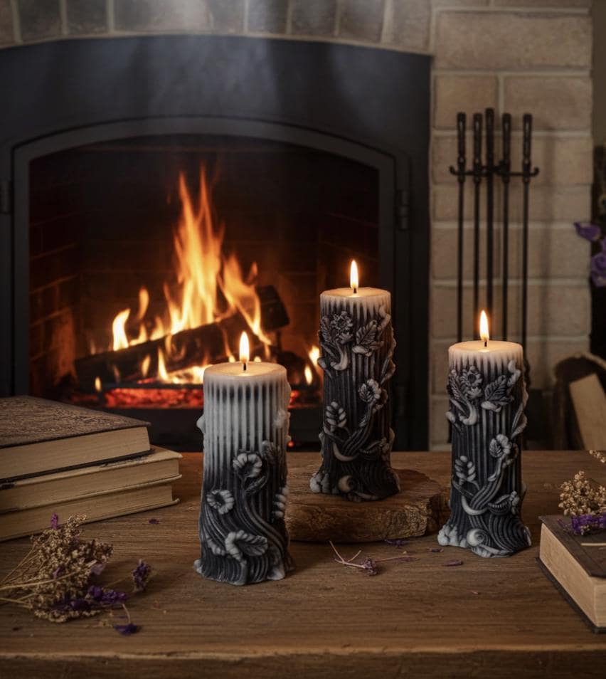 Dark In Rome Candles, 3D Crown Frosted Moldings, 3 pc set!