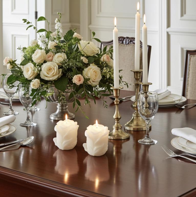 Rose Bud Candles, Beautifully Smothered in Fairy Pink, 2pc set!