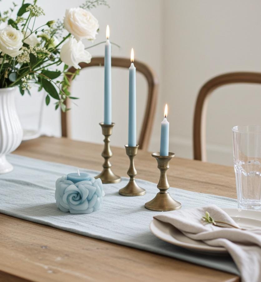 3D Crown Edged Chubby Rose Candles, Fairy Pink, 2pc set!