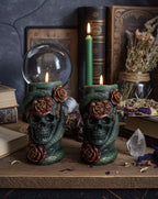 Skull Reptile Wrapped Candles, 3D Copper Red Roses (2pc Set)