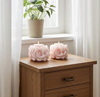 3D Crown Edged Chubby Rose Candles, Fairy Pink, 2pc set!