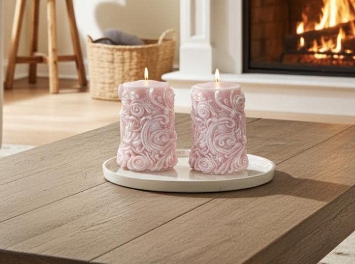 Whimsical Stars Candles, 3D Frosted Whimsical White Moldings, 2pc set!