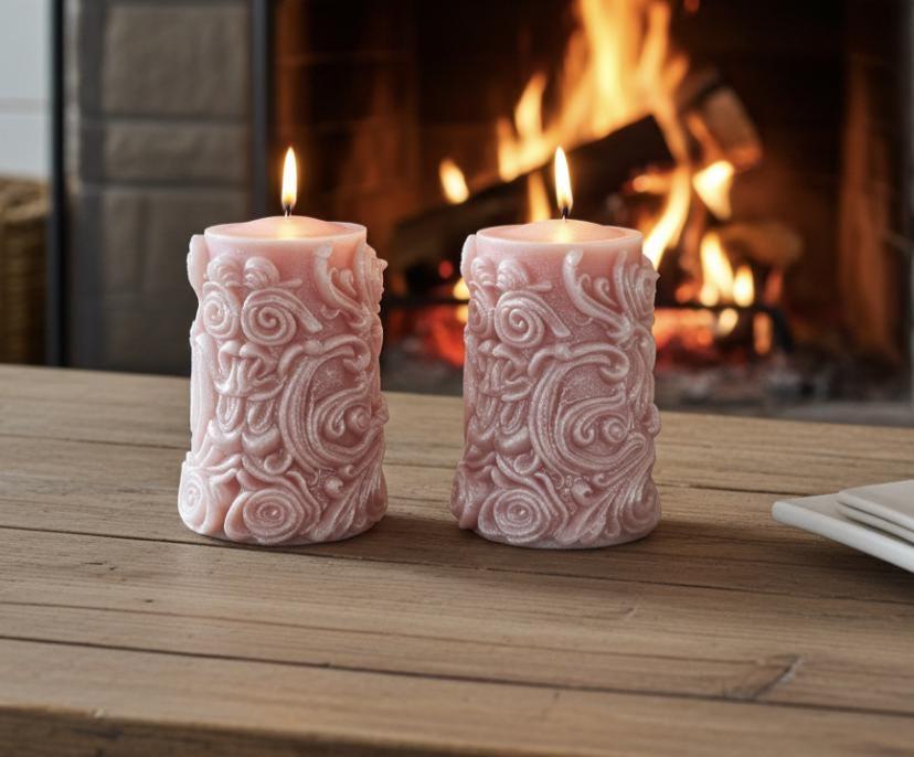 Whimsical Stars Candles, 3D Frosted Whimsical White Moldings, 2pc set!