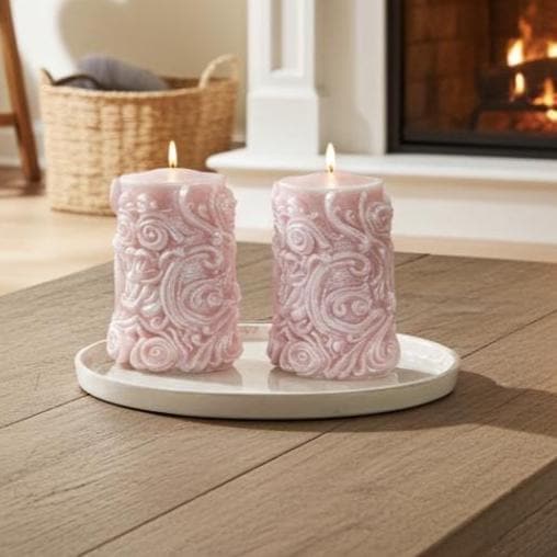 Whimsical Stars Candles, 3D Frosted Whimsical White Moldings, 2pc set!