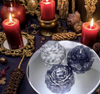 Rustic Black 3D Frosted Petal Tipped Peony Candles, The Dark Wanderers, 3 pc set!