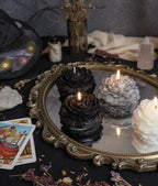 Rustic Black 3D Frosted Petal Tipped Peony Candles, The Dark Wanderers, 3 pc set!