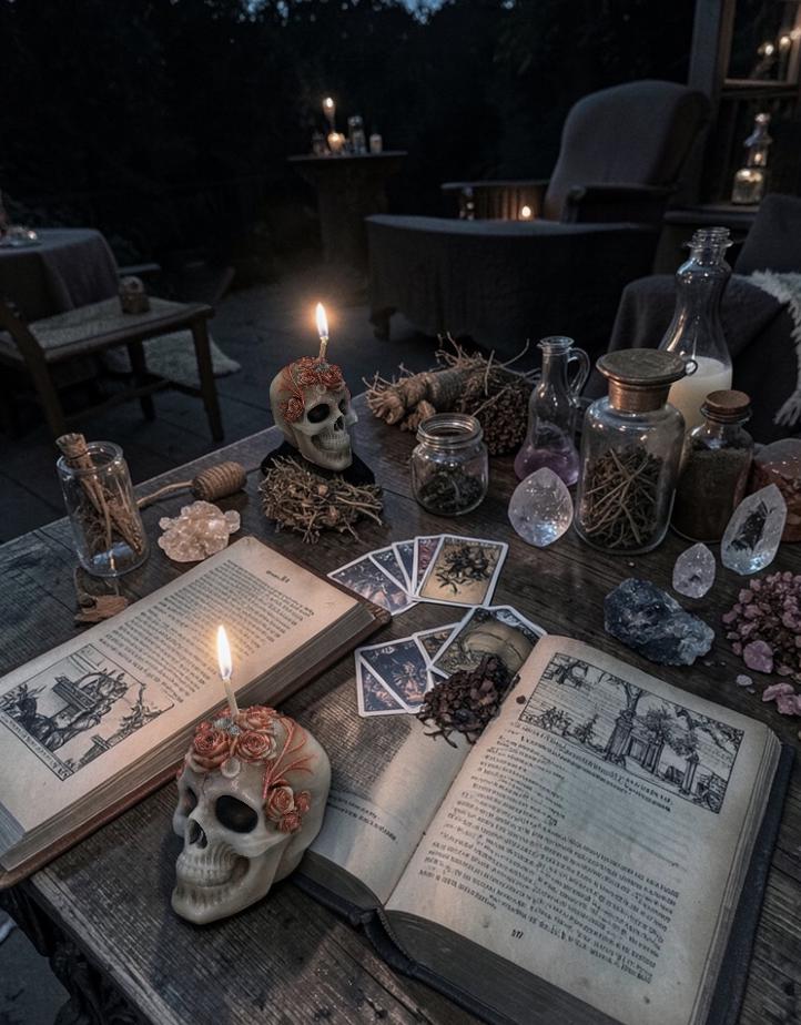 Skull N Roses Candles, Rustic Black, 2pc set!
