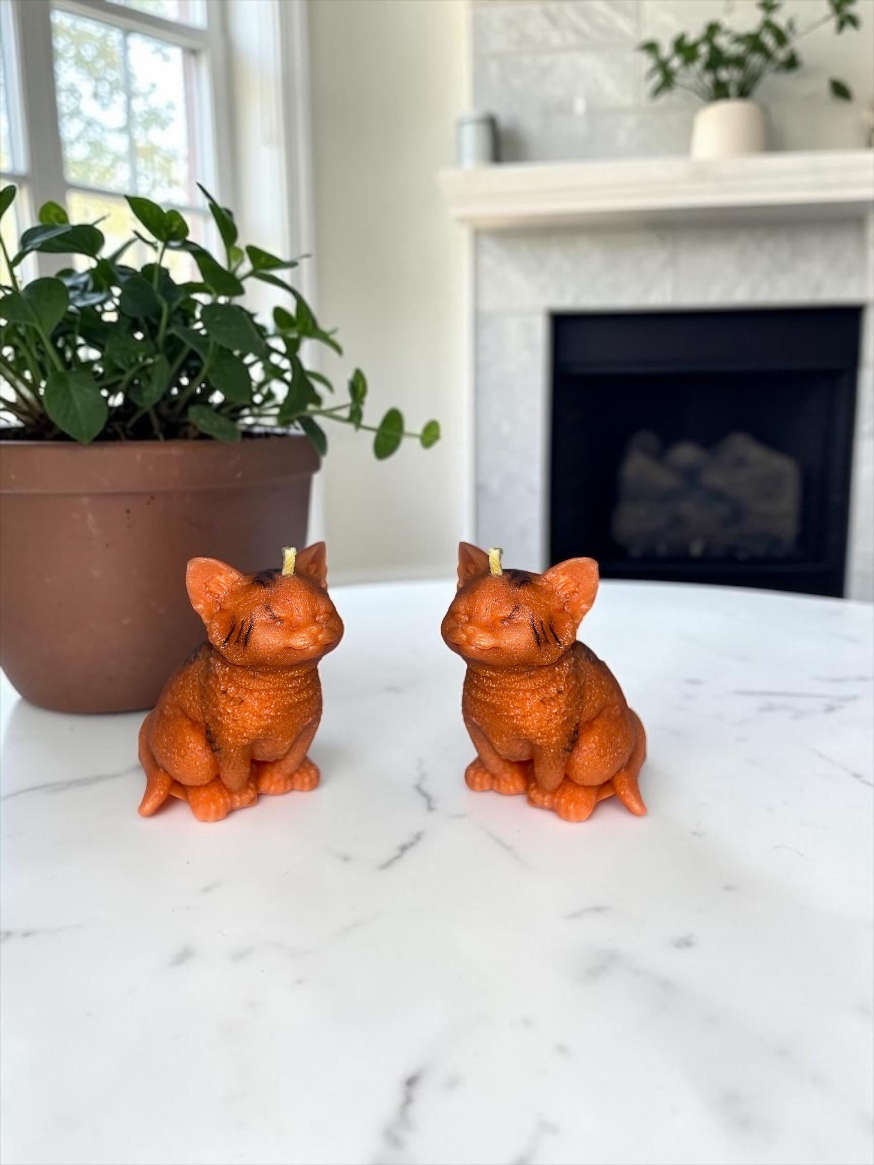 Heathcliff Orange Cat Candle, 2 pc set!