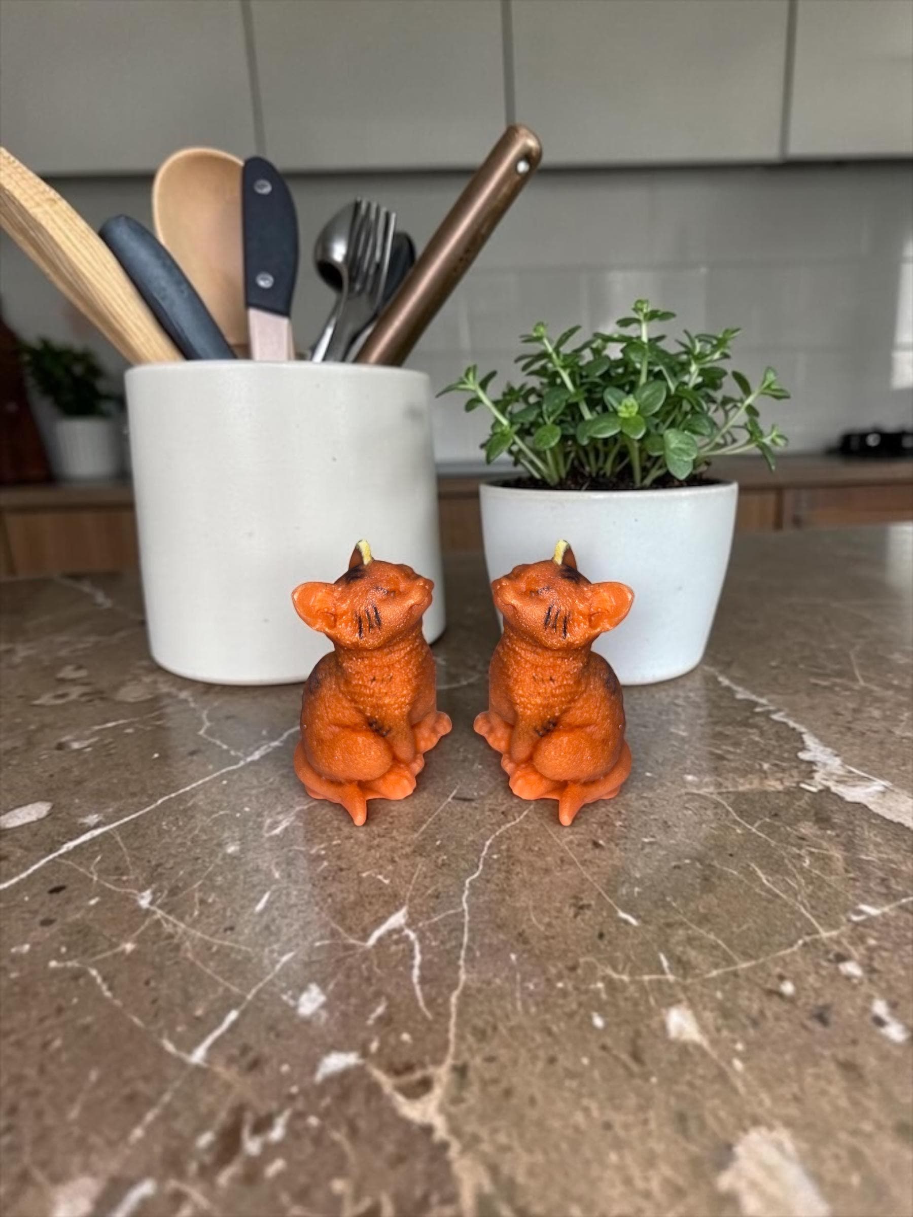 Heathcliff Orange Cat Candle, 2 pc set!