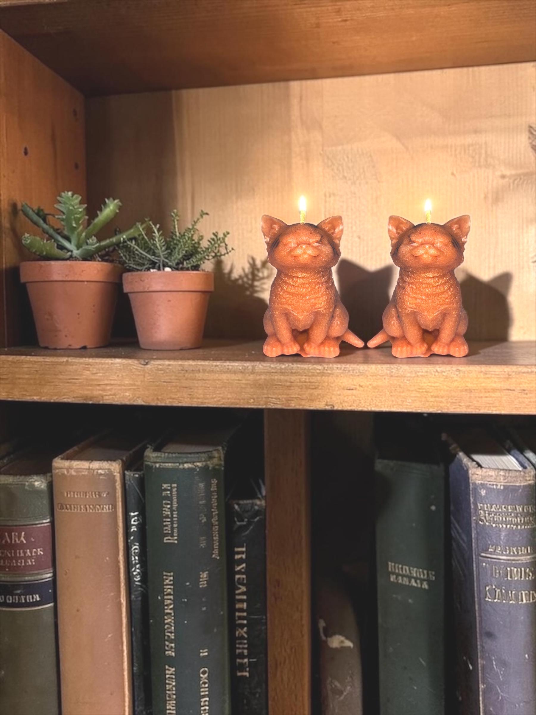 Heathcliff Orange Cat Candle, 2 pc set!