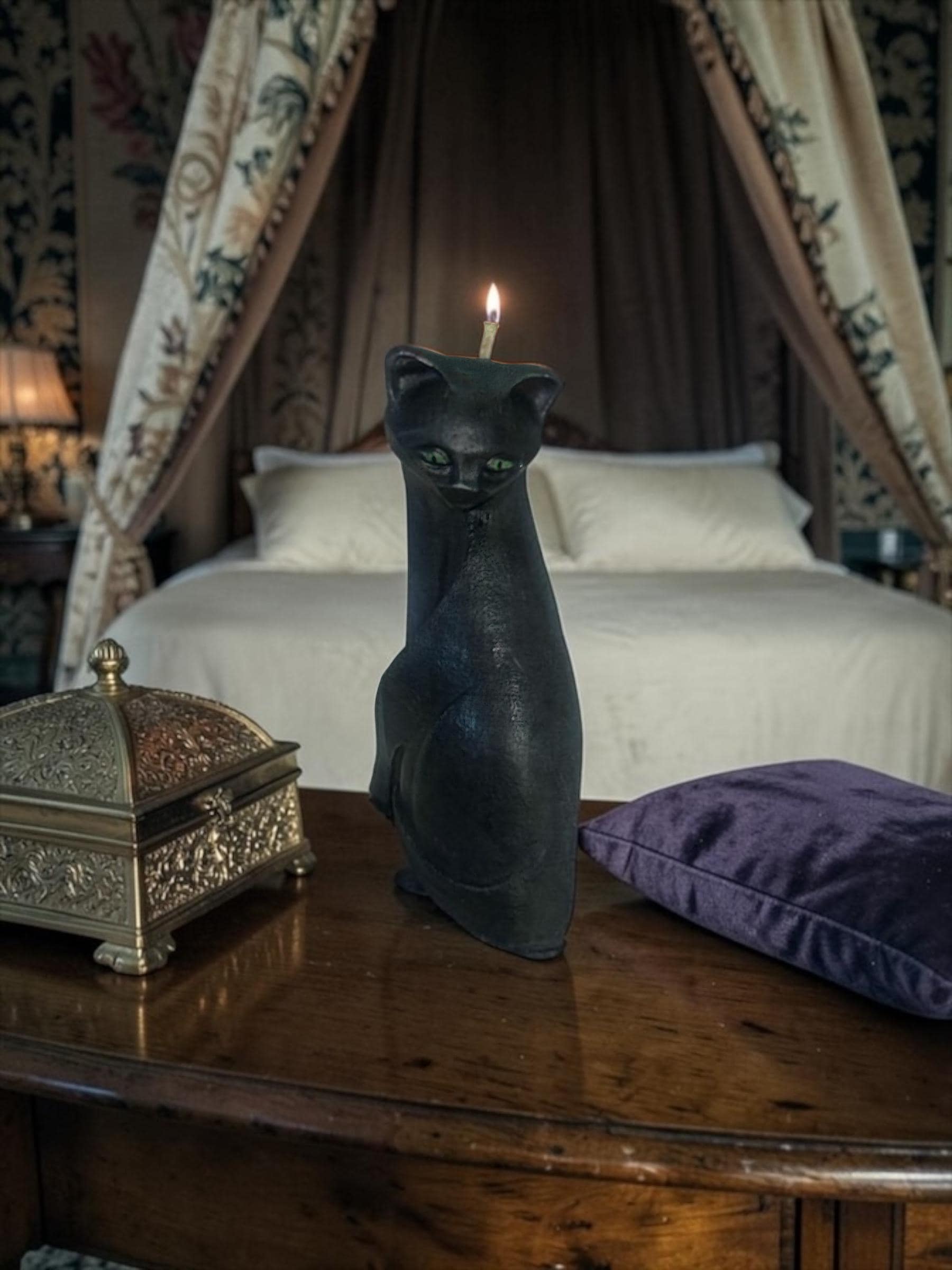 The Black Cat of Bastet Candle, 2pc set!