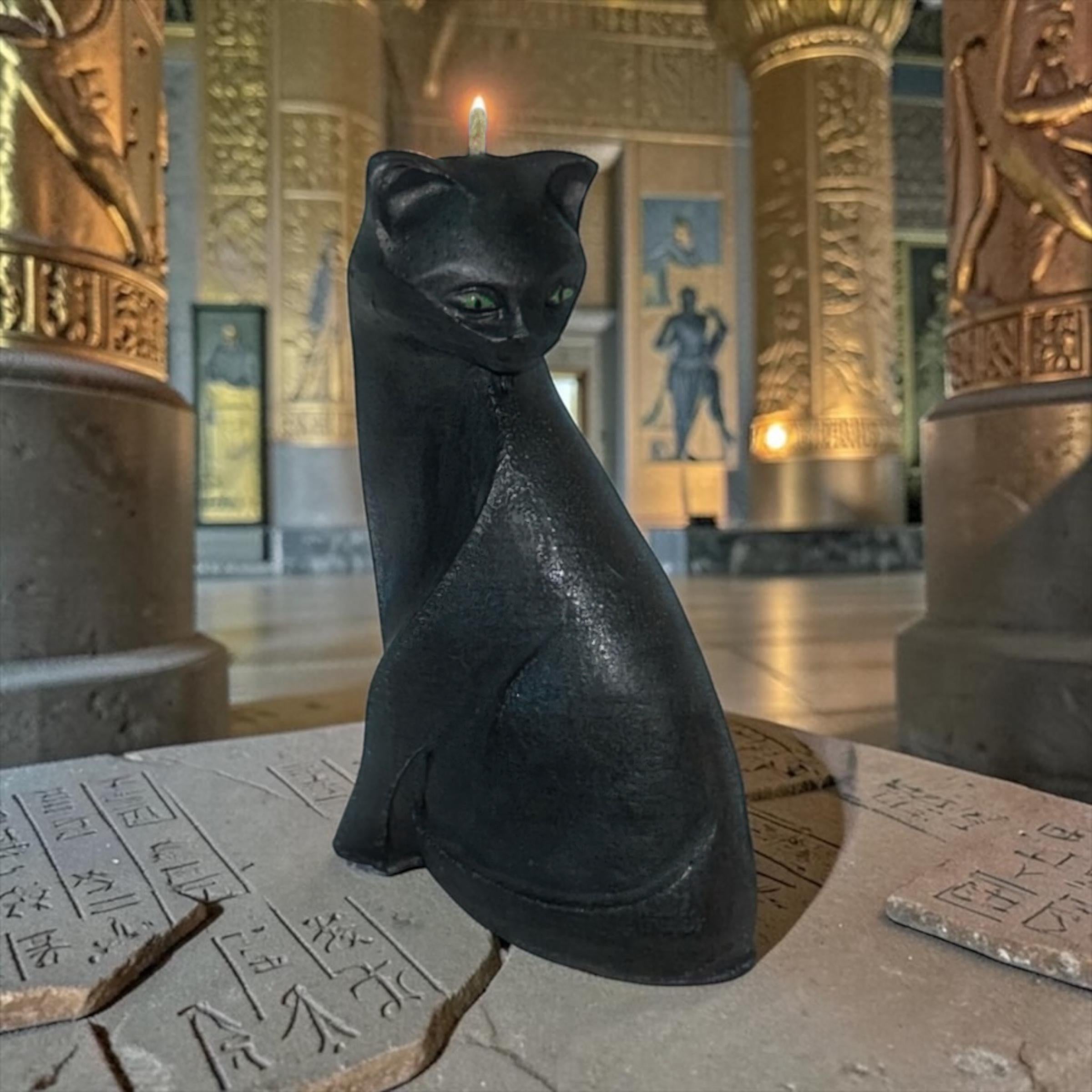 The Black Cat of Bastet Candle, 2pc set!