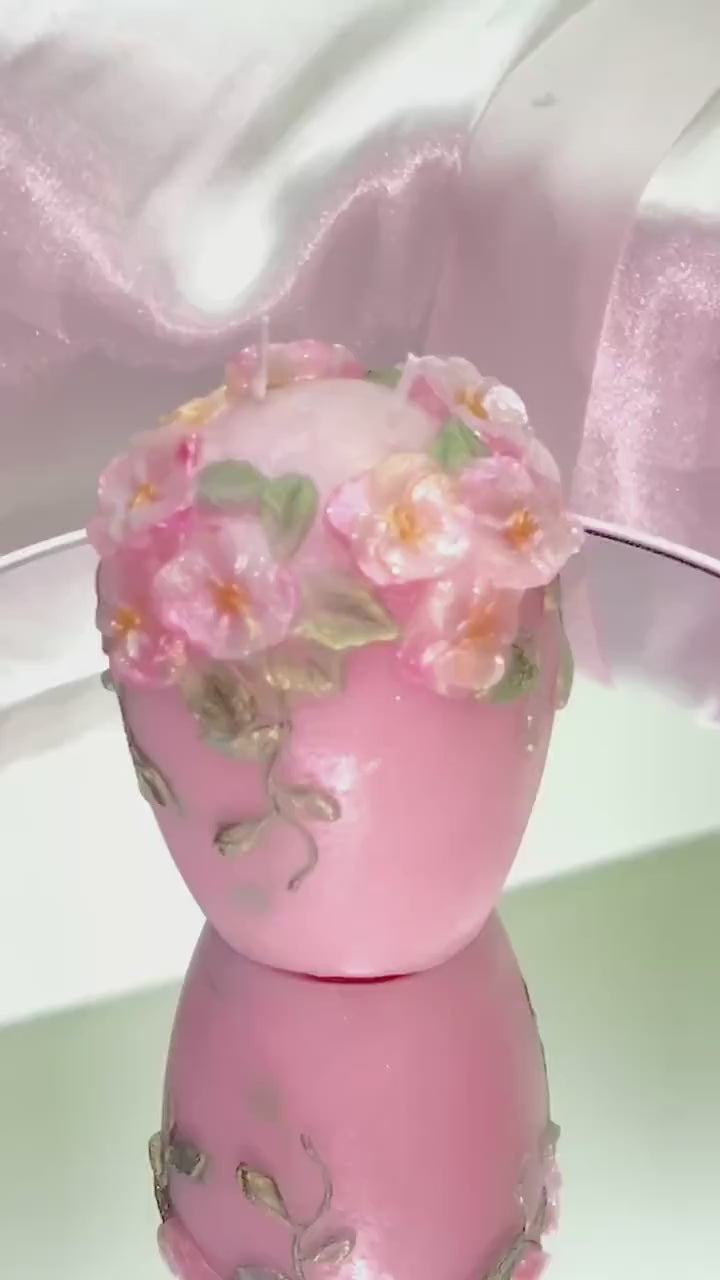 Fairy Pink 3D Crown Molded Floral Wedding Candles, Vows of Honor, 2pc set!