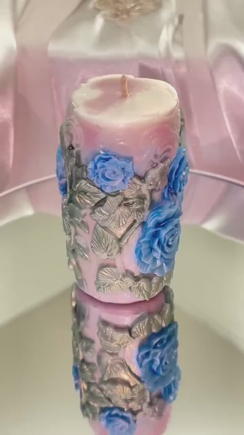 3D Floral Peaking Meadow Candle Set, Spring Green Leaves