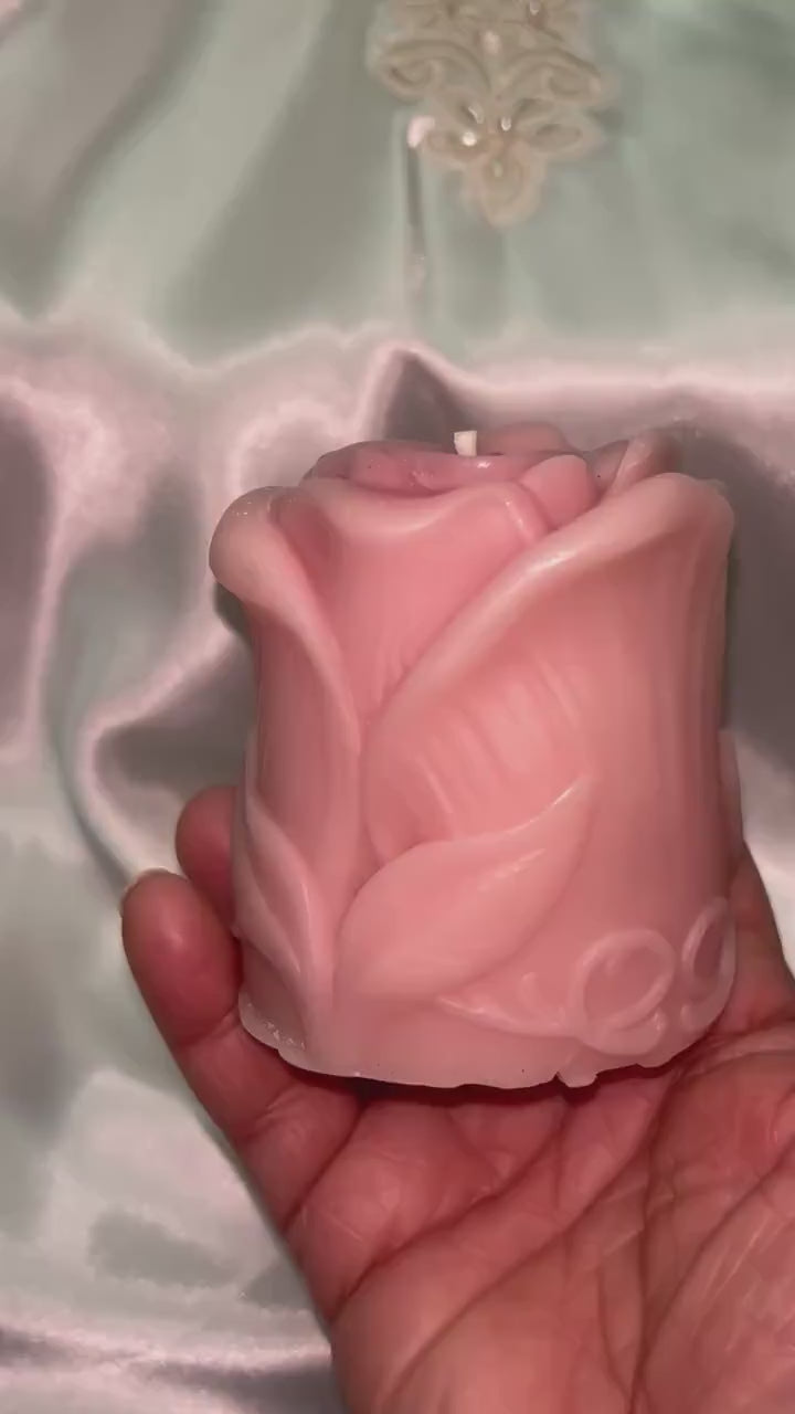 Rose Bud Candles, Beautifully Smothered in Fairy Pink, 2pc set!
