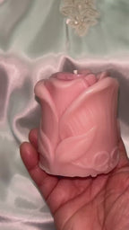 Rose Bud Candles, Beautifully Smothered in Fairy Pink, 2pc set!