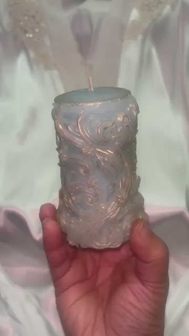 Whimsical Starry Candle w/ 3D crown frosted moldings 2pc set!