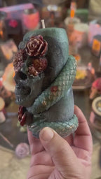 Skull Reptile Wrapped Candles, 3D Copper Red Roses (2pc Set)