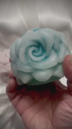 3D Crown Edged Chubby Rose Candles, Fairy Pink, 2pc set!