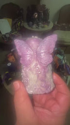 Whimsical Butterfly Candle with 3D crown frosted moldings 2pc set!