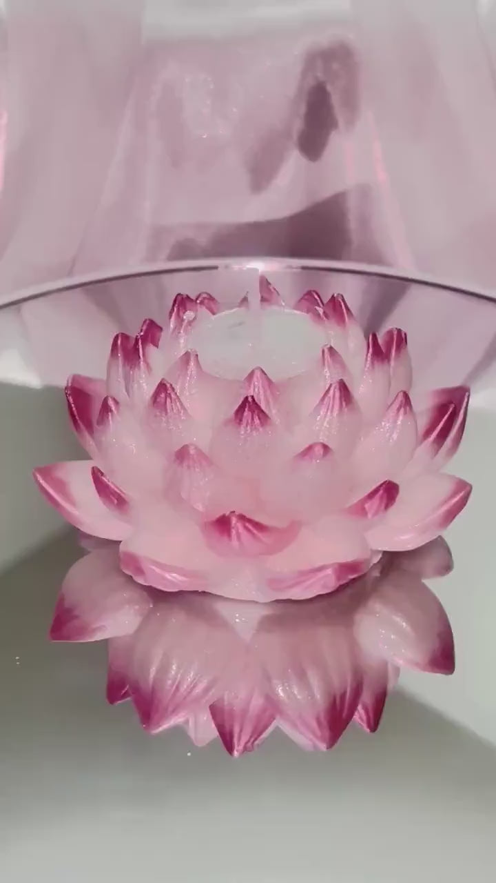 Naively Brilliant Lotus Candle, Whimsical White with/ 3D crown frosted petal tips 2pc set!