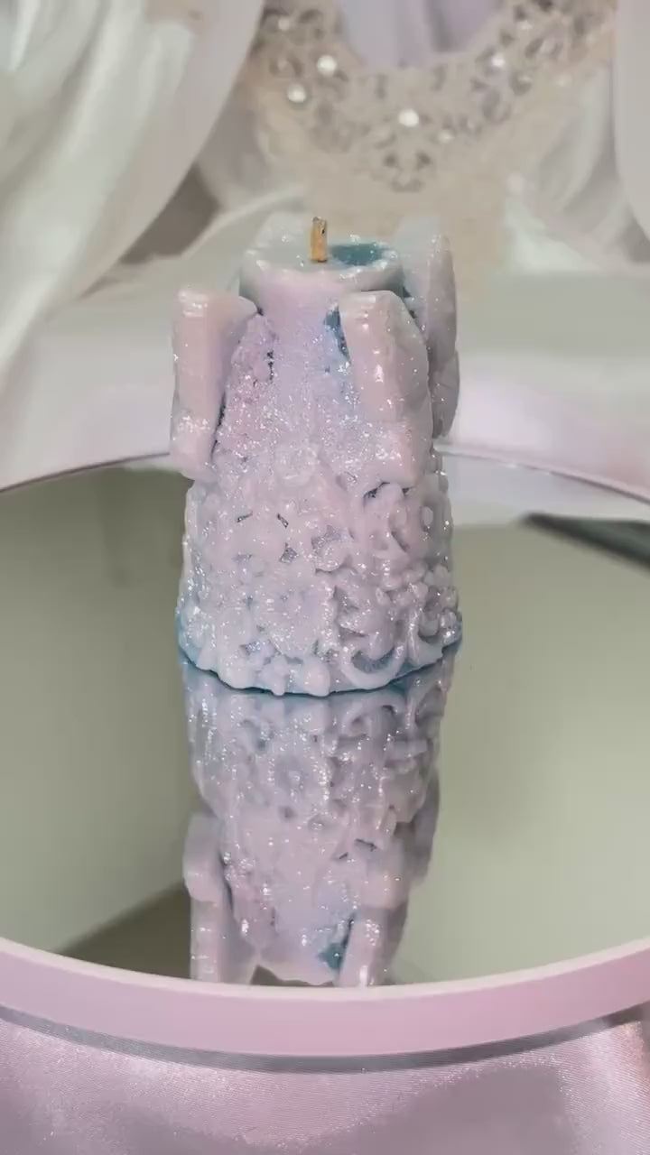 Snow Butterfly Candle, 3D Frosted Moldings, 2 pc set!