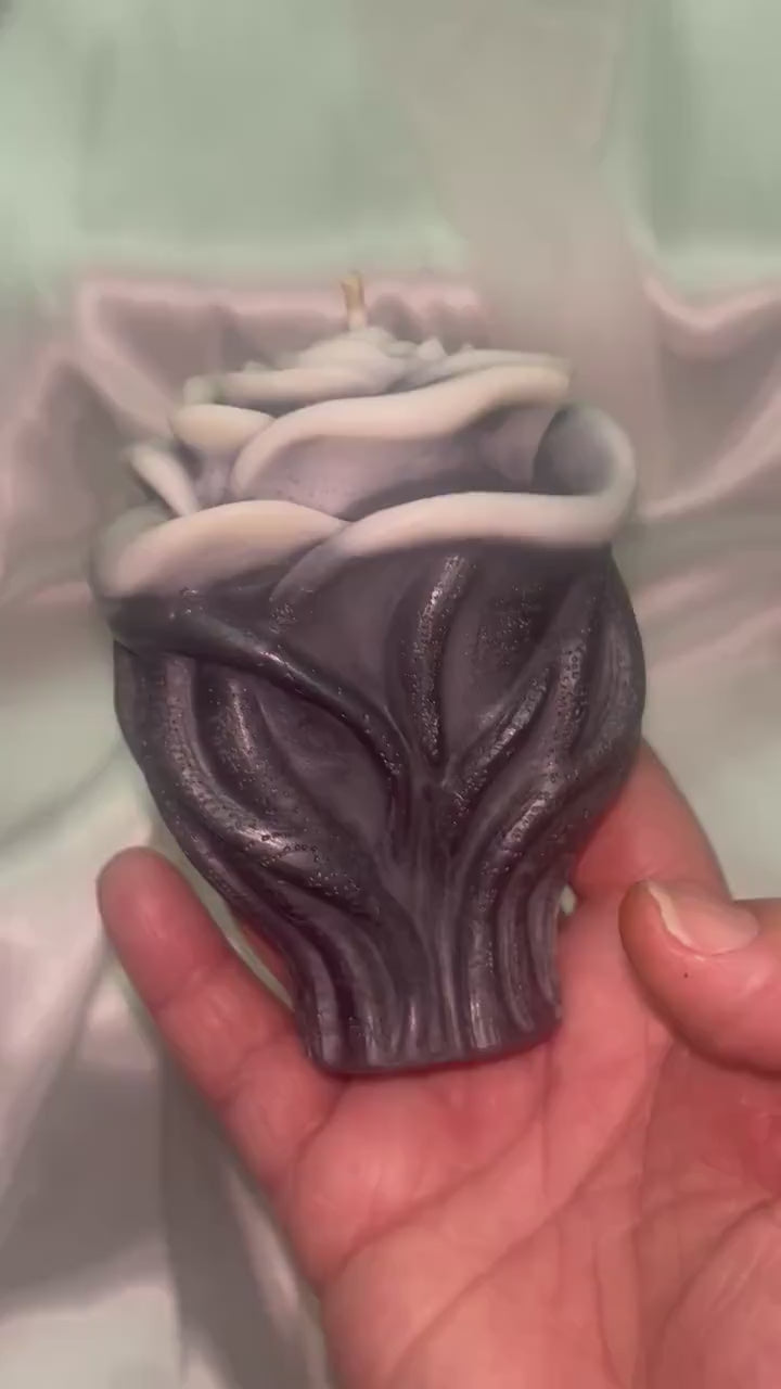 Black Rose Candles, 3D Crown Frosted Petal Tips, 2pc set!