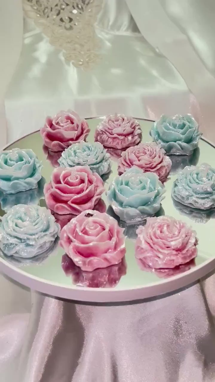 Floral Tea Lights, 3D Frosted in Whimsical White, 12 pc set!